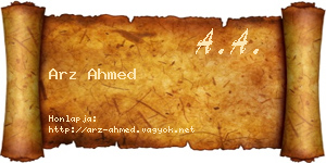 Arz Ahmed névjegykártya